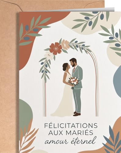Greeting Cards for Everyone Carte de Mariage Félicitation avec enveloppe - Heureux Mariage - Carte Voeux Mariage Originale - Cadeau Pour Couple, Les Maries - EU 337