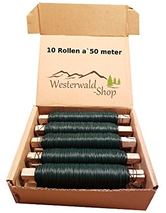 varivendo 10 Rollen Wickeldraht Grün – Starker Bindedraht für Basteln & Garten, je 100g, weich & hart ummantelt Draht zum Basteln Blumendraht