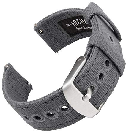 Archer Watch Straps - Canvas Quick Release Watch Bands (Slate Gray, 20mm)