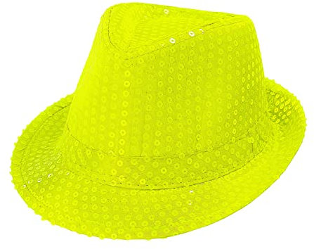 W WIDMANN MILANO Party Fashion - Fedora Hut, neon, 80er Jahre, Accessoire für Fasching