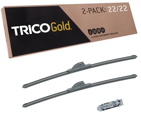 TRICO Gold 22 + 22 Premium Automotive Replacement Windshield Wiper Blades (Set of 2), Passenger and Driver Side All-Weather Beam Wiper Blades for Select Vehicle Models
