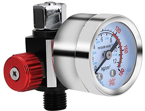 G1/4 Air Pressure Regulator with Gauge, Solid Brass Adjustable Valve for Air Compressor, Pneumatic Tools Spray Guns Precision Control