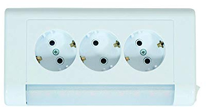 3-vägs ytmonterat Schuko-uttag, nytt ytmonterat Schuko-uttag, 3 fack med 4 W LED-lampa med strömbrytare CE (3-vägs med LED)