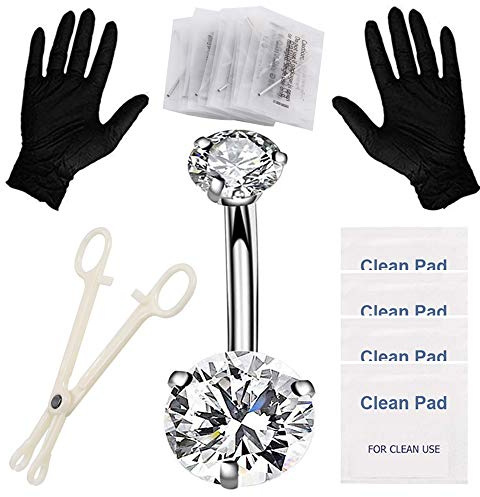prgislew Belly Piercing Kit Piercing Kit Professional Navel Piercings Kits with 13G 14G Belly Button Ring Piercing Needles and Piercing Clamps for Belly Navel Ring Studs Piercing Set
