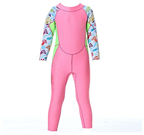 HGYJ Muta per Bambini Lunga in Neoprene da 2,5 mm - Cerniera Posteriore, Muta Calda da Esterno Monopezzo, per Ragazzo Ragazza Nuoto/Immersioni/Surf,Pink,L