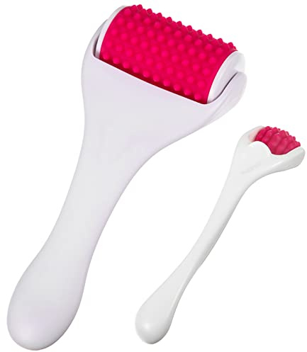 Tondiamo 2 Pcs Muscle Roller Gifts Stick Fascia Body Cellulite Face Muscle Massage Roller Manual Massage Tools for Relief Neck Arm Back Leg Body Deep Release(White,Silicone)