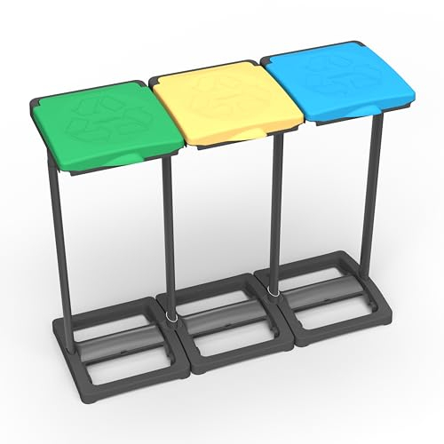 Mongardi: Mr. B Tris, Portasacco per Raccolta differenziata in resina di PP, Facile da Montare, per Sacchi da 80-110 L, Resistente, Ambienti Interni ed Esterni, 97Lx36Px80H cm