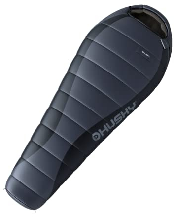 Husky Mumienschlafsack Down Dopy Neu -25 ° C 220 x 85 cm-Grau/Schwarz