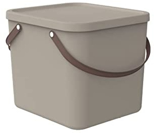 Rotho Albula Aufbewahrungsbox 40l mit Deckel, Kunststoff (PP recycelt), cappuccino, 40l (40.0 x 40.0 x 34.0 cm)
