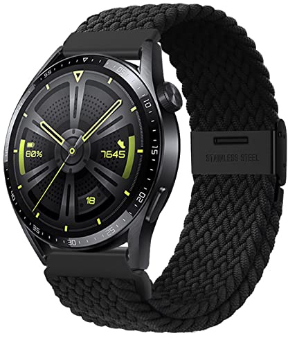 AidorMax Watch Straps - Quick Release Elastic Braided Watch Bands 22mm, Soft Breathable Nylon Replacement Strap with Adjustable Buckle for Smartwatches and Wristwatches Men Women (Black)