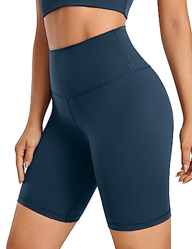 CRZ YOGA Mujer Naked Feeling Pantalones Cortos Deportivos Cintura Alta Yoga Ciclismo Fitness Mallas Cortas - 20cm Marfil FRANCÉS 46