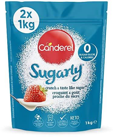 Canderel Sugarly Crunchy Sweetener - Zero Calories and Keto Friendly Sugar Alternative, 2 X 1kg Pack