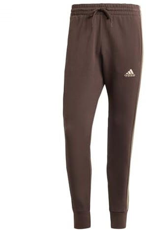 Adidas Herren Essentials French Terry Tapered Cuff 3-Stripes Pants, Shadow Brown, S