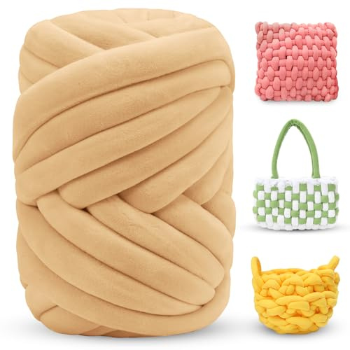 LEREATI Thick Chunky Yarn for Arm Knitting, Velvet Yarn for Crocheting, Hand Knitting, Crafts (500g, Egg Yellow)