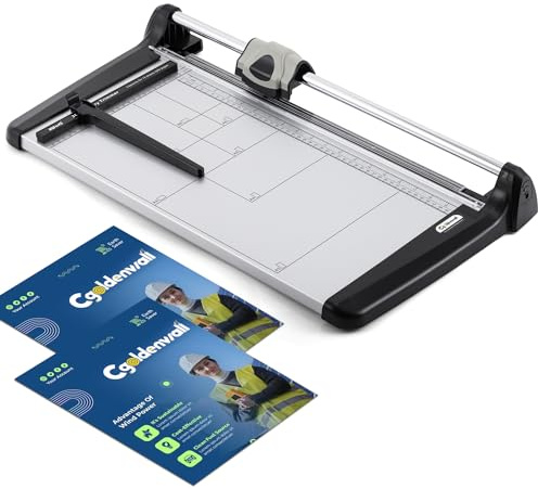 CGOLDENWALL Taglierina per Carta Industriale A3 con Capacità di 15 Fogli, con Righello Laterale, Griglia di Misurazione A3-A6 e Protezione di Sicurezza, Trimmer per Carta, Foto, Carta Artigianale, PVC