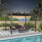 PURPLE LEAF Pergola 3 x 3.65 m Wasserdicht Stabil Winterfest, Gartenpavillon Grau mit Sonnenschutz Überdachung Außen Wetterfest mit 12 LED Solar Lichterkette
