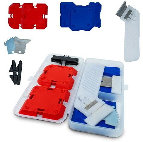 Tool Depot® Kit d'outils de calfeutrage, kit de finition de mastic en silicone, kit de profilage en silicone, lisseur, outil d'application de mastic pour joint d'évier, salle de bain, sol, fenêtre,