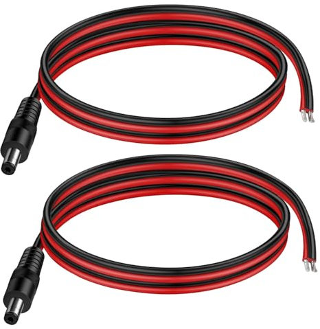 RUNCCI-YUN 2Pcs 5.5 x 2.1mm DC Power Pigtail Cable,12V 10A DC Pigtail Power Connector,14 AWG Connettore 5.5 x 2.1 per telecamera, CCTV, DVR, sistema LED(1m)