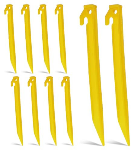 Bewudy 10 Stück Kunststoff Heringe, Erdnägel für Camping Zeltheringe mit Heringzieher-Loch Sandheringe 23cm Kunststoff Zeltnagel für Camping Garten Outdoor Strand