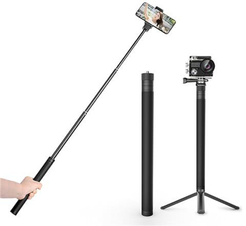 Monopié para Cámara, Poste de Extensión Ajustable de 100 Cm para Cámaras Panorámicas, Cámara de Acción DSLR, Compacto para Micrófono, Clips para Teléfono Móvil, Tornillo