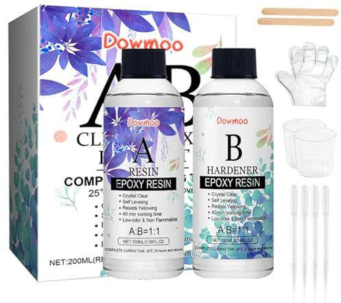 Epoxidharz-Set, Epoxidharz, transparentes Harz-Set und Härter, Epoxidharz und Härter für Kunst, Formengießen, Schmuckherstellung, Untersetzer, vergilbungsfrei, Mischung 1:1