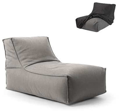 mokebo® Outdoor Sitzsack für Kinder & Erwachsene 'Der Sundowner', Bean Bag mit Füllung oder Bodenkissen für Indoor & Outdoor, auch als Liegekissen, Relaxliege oder Liege in Steingrau