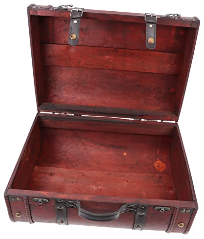 JUMPLAWN 1pezzi Valigia Portatile in Legno Scatola Portaoggetti Elegante Valigia in Legno Robusta Scatola Portadocumenti Multifunzionale Per Organizzare Oggetti e Decorare La Stanza