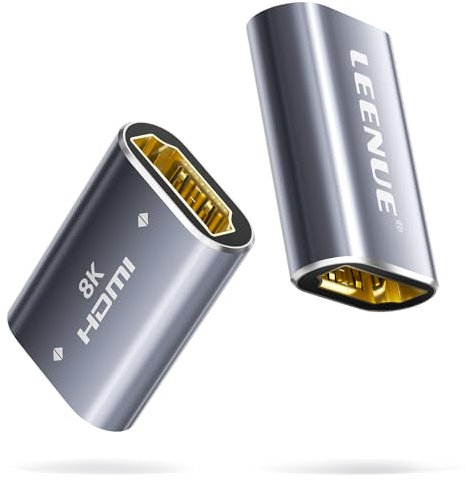 LEENUE HDMI Kupplung 8K, 2 Stück HDMI Verlängerung 2.1 Verbinder Buchse auf Buchse, Adapter Unterstützung 8K@60Hz, 4K@120Hz UHD HDR eARC 3D Dolby, für Laptop, HDTV, PC, Monitor, Roku TV