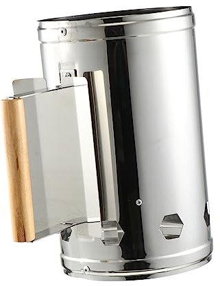 Hemobllo 1pezzi Accendifuoco per Barbecue in Inossidabile Termico e Manico in Legno al Carbonio Attrezzo per Adatto per Barbecue Grigliate e all