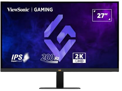 ViewSonic VX2757-2K-PRO Monitor Gaming 27 Pulgadas, WQHD 2560p x 1440p, 200 Hz, 1ms MPRT, IPS Panel, G-Sync Compatible, 111% sRGB, HDR10, Diseño sin Marco, HDMI 2.0 x 2, Display Port