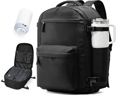 Mochila de Vacío Equipaje de Mano Avión Bolsa con Sistema de Vacío Airbag Ryanair 40x30x25 Mochila Mujer de Viaje al Vacío con Bomba Hombre Maleta. Negro
