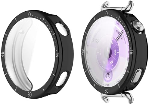 Disscool fodral kompatibelt med Huawei Watch GT6 41 mm fullt skyddsfodral, mjukt anti-fall TPU ersättningsfodral smart klocktillbehör (svart/skalstil)