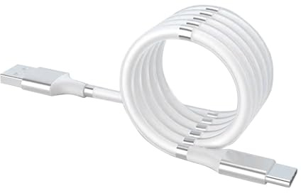 Câble De Charge Magnétique De Type C - Câble En Silicone De 1,8 Mtre, Ligne De Synchronisation De Données Haute Vitesse, Conception Avec Tube De Protection Doux, Connexion Forte Avec Extrémité