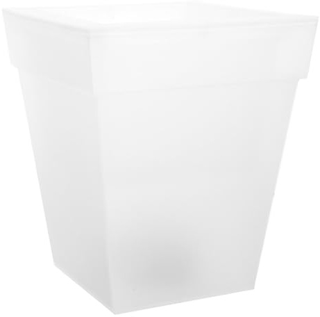 ANDRESLAD Lámpara Solar Maceta Cuadrada Blanca con Luz LED para Jardín y Balcón Macetero Luminoso Decorativo Resistente al Agua para Exteriores y Terrazas