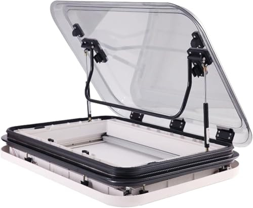 XDLYWUZIQ Motorhome roof vent, motorhome windows and skylights, universal roof hatch for motorhomes, motorhome roof cover, large caravan roof window ventilation kit with LED lights 80x50cm