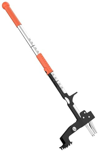 Baxnore Herramienta extractora de Malas Hierbas, desmalezador de pie de 4 Garras con Mango Largo de 39,37 Pulgadas, Garras de Acero Inoxidable, diseño ergonómico para jardinería, c