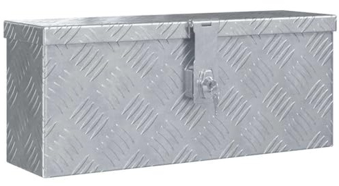 Mokuyary Boîte en aluminium 48,5 x 14 x 20 cm Argenté Boîte à Outils de Rangement, Caisse à Coffre de Transport pour Camion, Remorque, Camping, Atelier, Garage