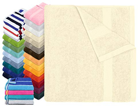Traumhaft weiche Bio-Handtuchserie - erhältlich in 22 modischen Unifarben in 7 verschiedenen Größen, sowie 7 Streifen-Variationen, 1 Duschtuch 70 x 140 cm, Creme
