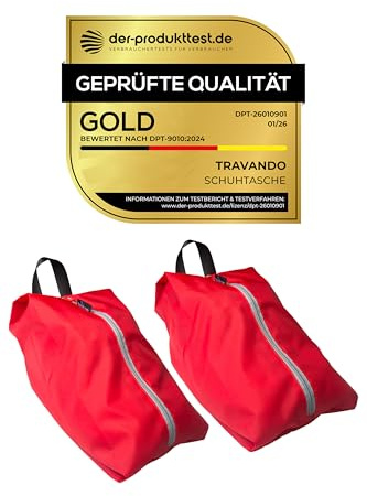 TRAVANDO Set de 2 Bolsas para Zapatos – Bolsas Impermeables para Zapatos de Viaje, Maleta, Equipaje – Bolsa para Zapatos Resistente a la Suciedad, Ideal para Viajes, Vacaciones (Rojo)