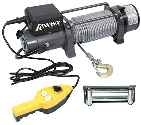 RIBIMEX PE12V9000 Elektrische Seilwinde 12 V, Tragkraft 4000 kg, Seil, 29 m