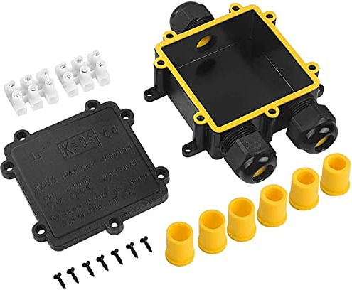 SanGlory Abzweigdose Wasserdicht IP68 Außen 3-Wege-Kabelsteckverbinder/Wasserdichte Verteilerdose Ø 4mm-14mm, Außen Elektrische Anschlussdose Schwarz (Y-Modell)