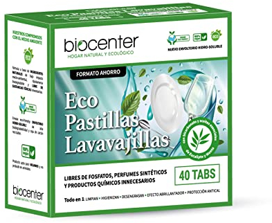 BIOCENTER - Pastillas ecológicas para Lavavajillas - 40 tabletas Zero Waste