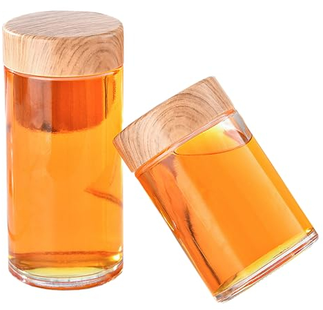 XineYuor 2PCS Pots à Miel en Verre,Pots à Miel avec Cuillère,Pot à Miel Conteneur en Verre pour Cadeaux,Cadeaux de Mariage,Denrées Alimentaires,Miel,Confitures (360ML)