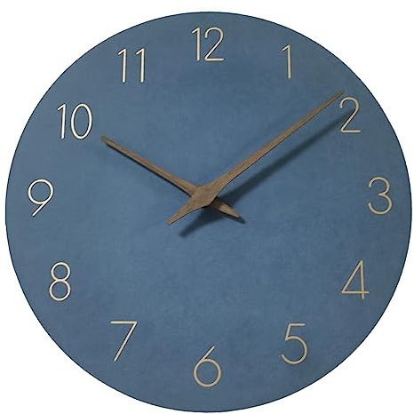 Timelike Silent Non-Ticking Wall Clock - 12 Inch Modern Style MDF Wooden Wall Clocks Quartz Decorative Battery Operated Wall Clock for Living Room Bedroom Kids Room Office School