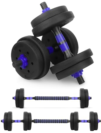 wuuhoo® 2in1 Fitness Hantelset Jimmy, 30mm Kurzhantelset Kurzhantelstange und Langhantelstange mit Gewichten, Fitnessgerät aus Kunststoff für Zuhause, HomeGym - 10kg - blau