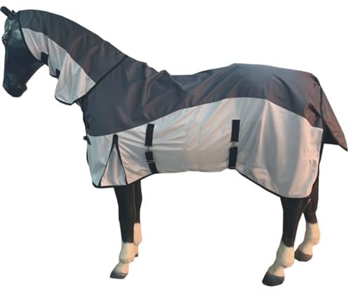 eQuitack Your Passion Is Our Mission Regendecke Fliegendecke 600D Wasserdicht BLAU & GRAU 2-in-1 Grau - 105cm