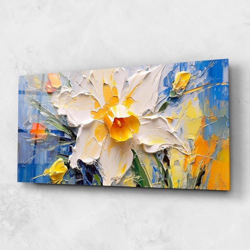 ARTHUB® Quadro in vetro 60x120 cm, 4mm temperato | Quadri moderni in vetro per soggiorno e camera da letto, decorazione da parete, arredamento d'interni, Moderni, Abstract Flower Art