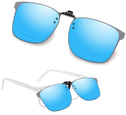 UroClysmic Occhiali da sole polarizzati clip-on UV400, anti-riflesso, ideali per guida, pesca e attività all'aperto – Per uomini e donne, Blu