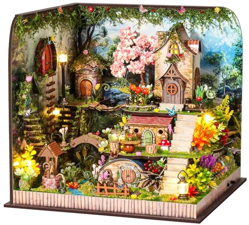 Book Nook DIY Kit Bosque Misterioso Casa en Miniatura Estantería Libros con Luz LED y Música Plantas y Flores Caja de Música Electrónica Decoración de Dormitorio Sala de Estar Escritorio