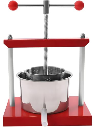 forplubossmmp Pressa per Frutta in Acciaio Inox da 1,6 Galloni, Spremiagrumi Manuale per Sidro, Vino E Tinture Serbatoio E Manico A T, Attrezzatura Cucina, Pressa Tinture Multifunzionale